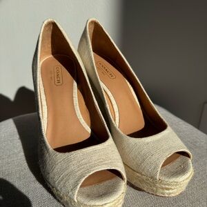 Coach Women's Beige Wedge Heels